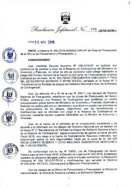 Resolución Jefatural N° 279-2018-AGN/J