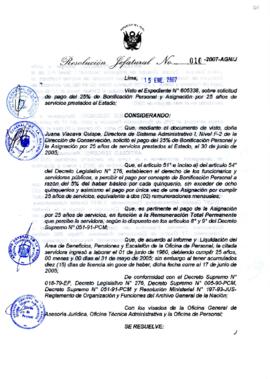 Resolución Jefatural N° 010-2007-AGN/J