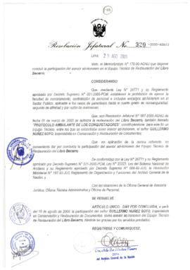 Resolución Jefatural N° 320-2000/AGN/J