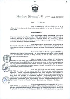 Resolución Directoral N° 054-2012-AGN/OTA