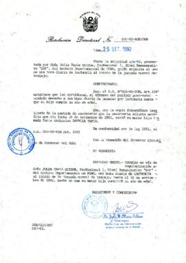 Resolución Directoral N° 030-92-AGN/OGA