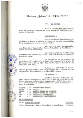 Resolución Jefatural N° 187-1983/AGN/J