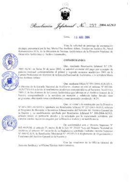 Resolución Jefatural N° 257-2004-AGN/J