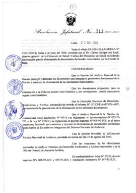 Resolución Jefatural N° 313-2000/AGN/J