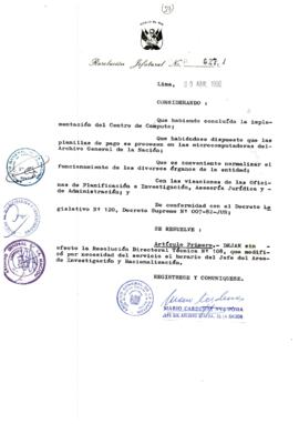 Resolución Jefatural N° 027-1-1990/AGN/J