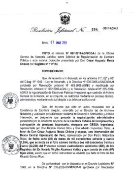 Resolución Jefatural N° 094-2011-AGN/J