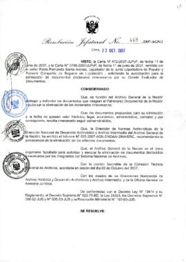 Resolución Jefatural N° 449-2007-AGN/J
