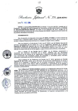 Resolución Jefatural N° 154-2016-AGN/J