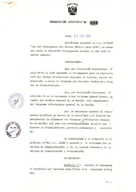 Resolución Jefatural N° 009-1978/AGN/J