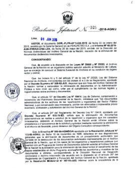 Resolución Jefatural N° 105-2016-AGN/J