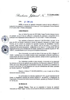 Resolución Jefatural N° 019-2015-AGN/J