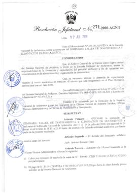 Resolución Jefatural N° 271-2000/AGN/J