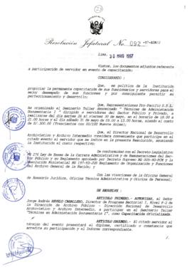 Resolución Jefatural N° 092-1997/AGN/J