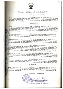 Resolución Jefatural N° 129-1986/AGN/J