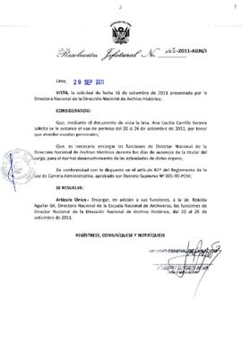 Resolución Jefatural N° 365-2011-AGN/J