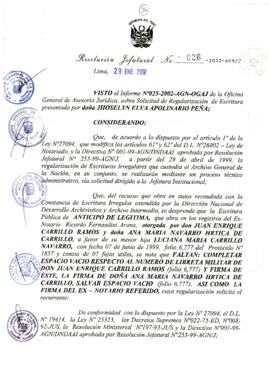 Resolución Jefatural N° 026-2002/AGN/J