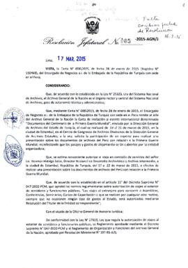 Resolución Jefatural N° 065-2015-AGN/J