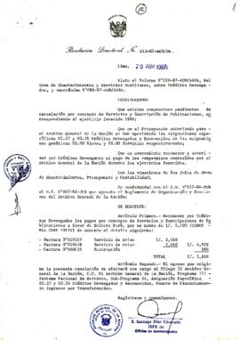 Resolución Directoral N° 12-87-AGN-OA