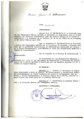 Resolución Jefatural N° 006-1986/AGN/J