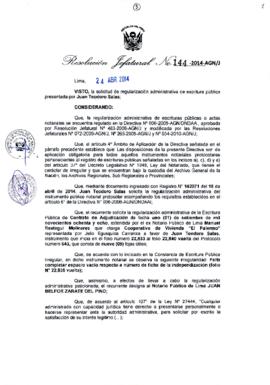Resolución Jefatural N° 144-2014-AGN/J