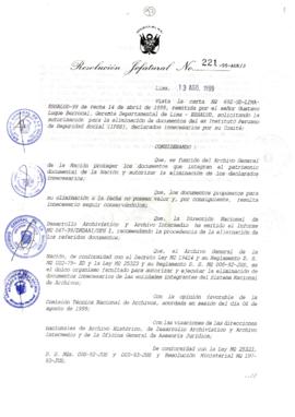 Resolución Jefatural N° 221-1999/AGN/J
