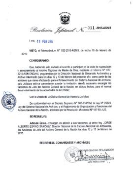 Resolución Jefatural N° 031-2015-AGN/J