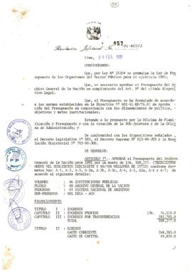 Resolución Jefatural N° 057-1991/AGN/J