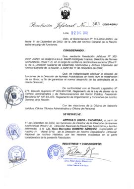 Resolución Jefatural N° 363-2002/AGN/J
