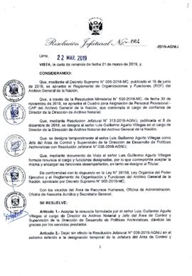 Resolución Jefatural N° 064-2019-AGN/J