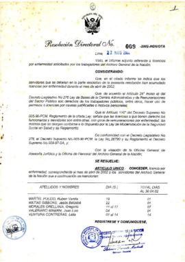 Resolución Directoral N° 009-2002-AGN/OTA