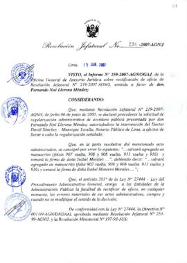 Resolución Jefatural N° 236-2007-AGN/J