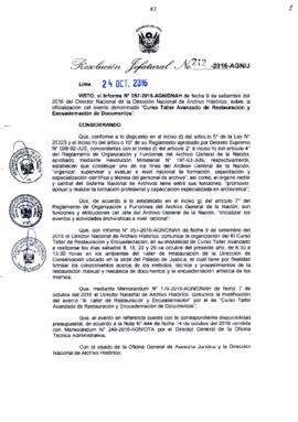 Resolución Jefatural N° 212-2016-AGN/J