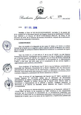 Resolución Jefatural N° 129-2016-AGN/J