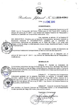 Resolución Jefatural N° 023-2010-AGN/J