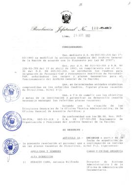 Resolución Jefatural N° 100-1993/AGN/J