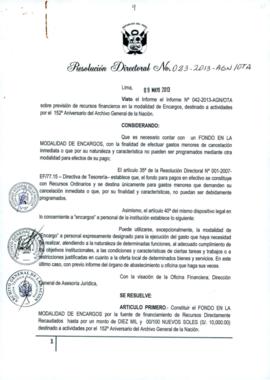 Resolución Directoral N° 023-2013-AGN/OTA