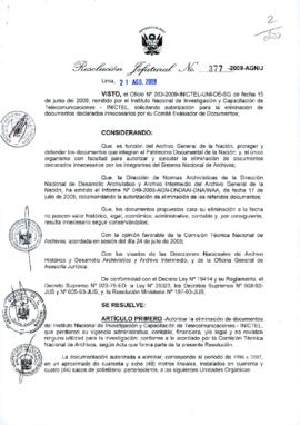 Resolución Jefatural N° 377-2009-AGN/J