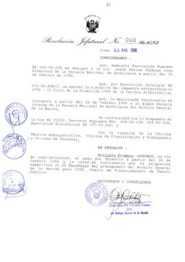 Resolución Jefatural N° 060-1996/AGN/J