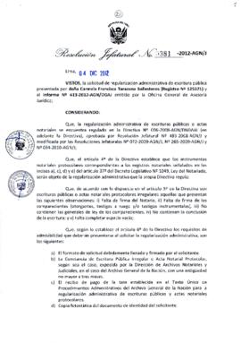 Resolución Jefatural N° 381-2012-AGN/J