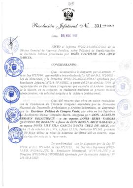Resolución Jefatural N° 331-1999/AGN/J