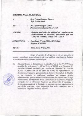 INFORME 116-2003-AGN-OGAJ