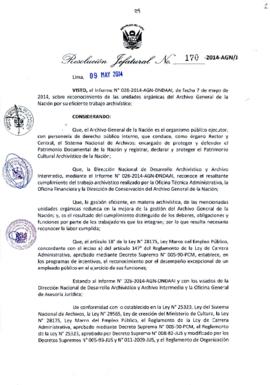 Resolución Jefatural N° 170-2014-AGN/J