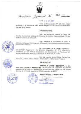 Resolución Jefatural N° 355-2004-AGN/J