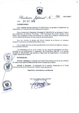 Resolución Jefatural N° 211-2019-AGN/J