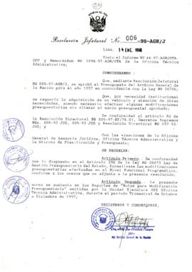 Resolución Jefatural N° 006-1998/AGN/J