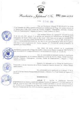 Resolución Jefatural N° 282-2000/AGN/J