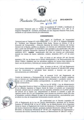 Resolución Directoral N° 008-2012-AGN/OTA