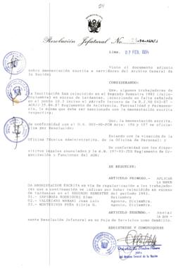 Resolución Jefatural N° 024-1994/AGN/J
