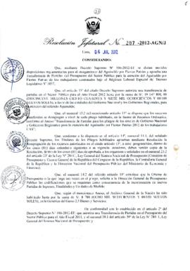 Resolución Jefatural N° 207-2012-AGN/J