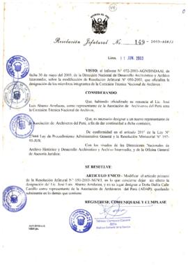Resolución Jefatural N° 149-2003-AGN/J
